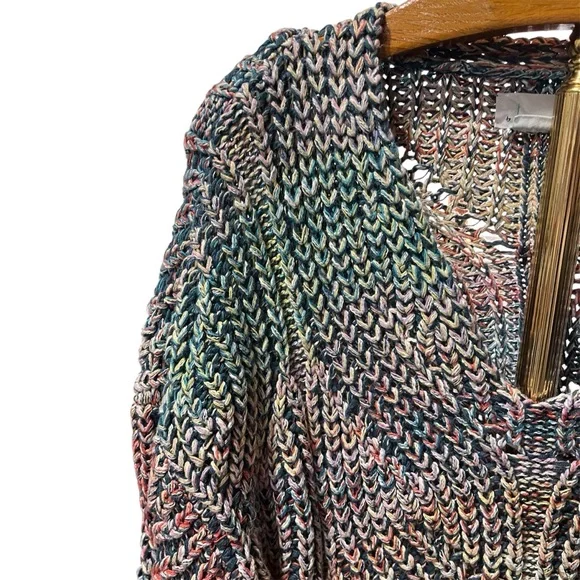 Anthropologie Multicolor Chroma Chunky Knit V-Neck Sweater 1X - Picture 5 of 16
